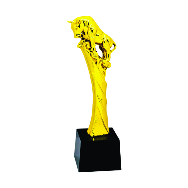 Beautiful Sculpture Trophies CTIFF314 – Golden Bull Sculpture | Clazz Trophy Supplier Malaysia