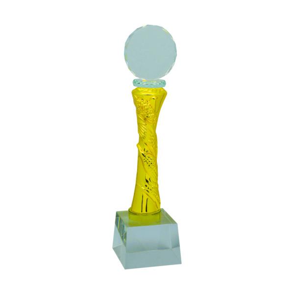 Beautiful Sculpture Trophies CTIMT607- Golden Crystal Sculpture | Clazz Trophy Supplier Malaysia