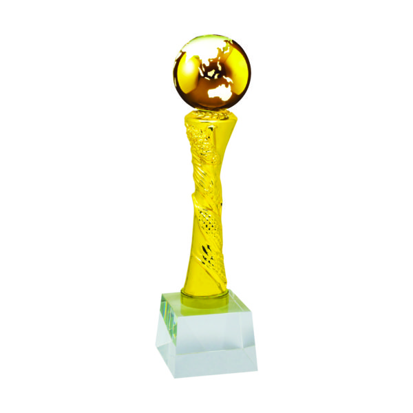 Globe Sculpture Trophies CTIMT608- Golden Globe Sculpture | Trophy Supplier at Clazz Trophy Malaysia