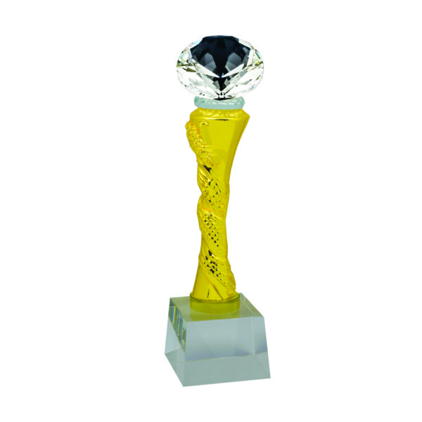 Beautiful Sculpture Trophies CTIMT609- Golden Diamond Sculpture | Trophy Supplier at Clazz Trophy Malaysia