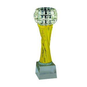 Beautiful Sculpture Trophies CTIMT612- Golden Crystal Bowl Sculpture | Trophy Supplier at Clazz Trophy Malaysia