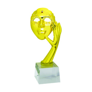 Beauty Pageant Sculpture Trophies CTIMT613- Golden Mask Sculpture | Trophy Supplier at Clazz Trophy Malaysia