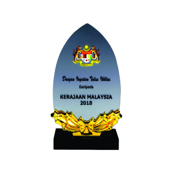 Beautiful Crystal Plaques CTIFF553 – Exclusive Golden Award | Trophy Supplier at Clazz Trophy Malaysia