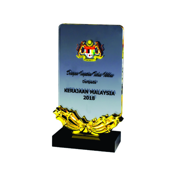 Beautiful Crystal Plaques CTIFF554 – Exclusive Golden Award | Trophy Supplier at Clazz Trophy Malaysia