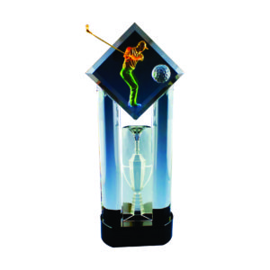 Fusion Color Crystal Awards CTICT077– Golf Glass Award | Trophy Supplier at Clazz Trophy Malaysia