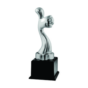 Beautiful Sculpture Trophies CTIMT121S – Silver Thumb Sculpture | Clazz Trophy Supplier Malaysia