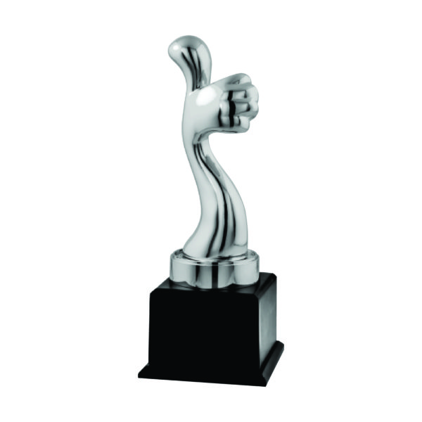 Beautiful Sculpture Trophies CTIMT121S – Silver Thumb Sculpture | Trophy Supplier at Clazz Trophy Malaysia