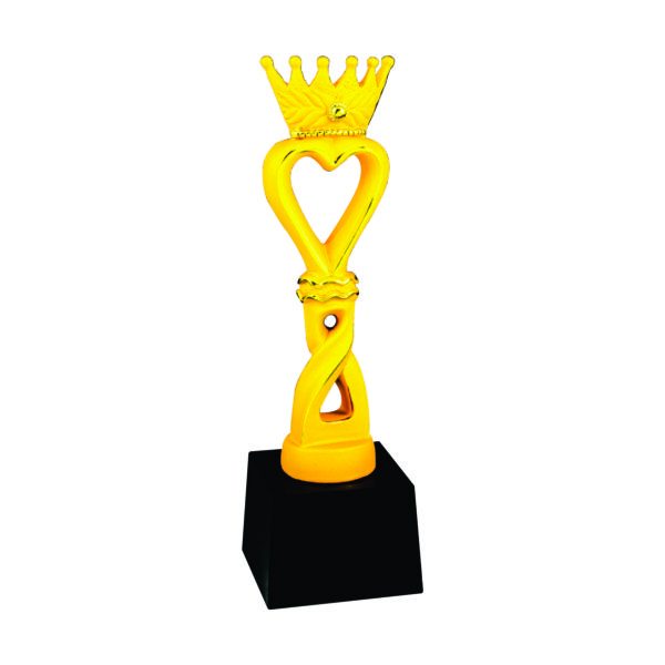 Beauty Pageant Sculpture Trophies CTIFF301 – Golden Heart Crown Sculpture | Trophy Supplier at Clazz Trophy Malaysia