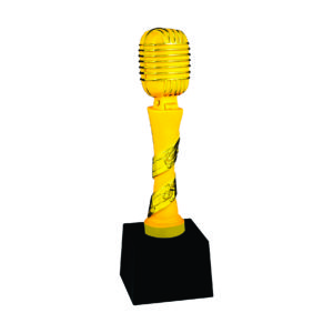 Singing Competition Sculpture Trophies CTIFF305 – Golden Microphone Sculpture | Trophy Supplier at Clazz Trophy Malaysia