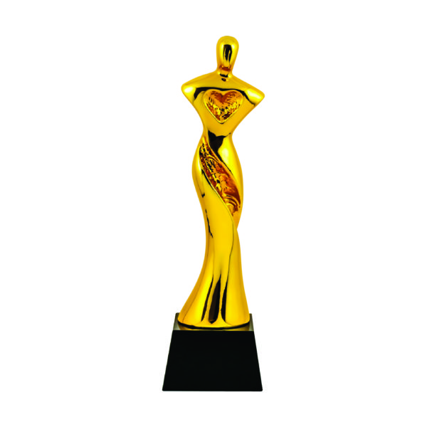 Beauty Pageant Sculpture Trophies CTIFF135 – Golden Beauty Pageant Sculpture | Trophy Supplier at Clazz Trophy Malaysia