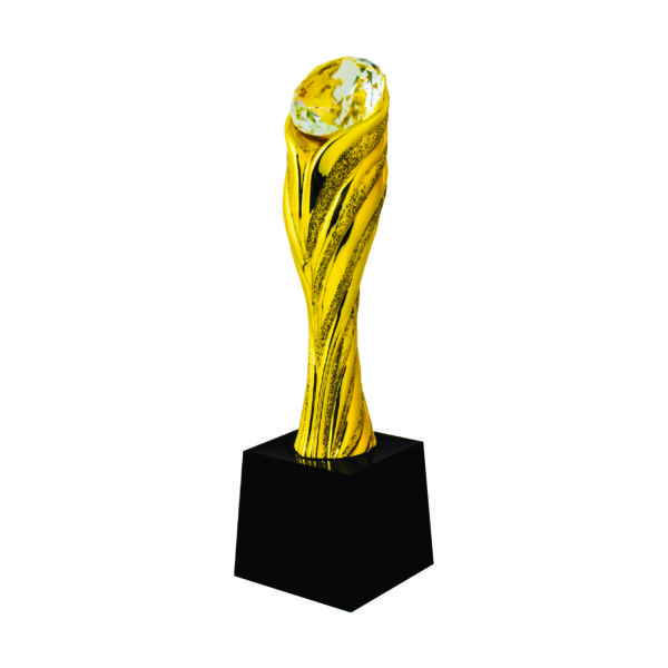 Beautiful Sculpture Trophies CTIFF145 – Golden Diamond Sculpture | Clazz Trophy Supplier Malaysia