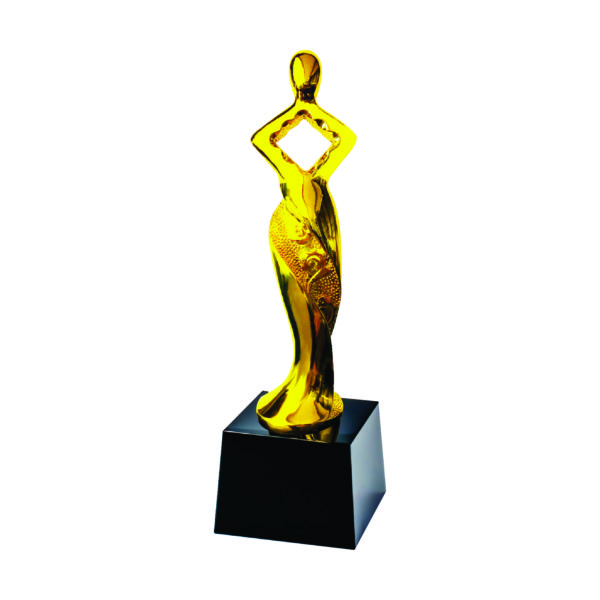 Beauty Pageant Sculpture Trophies CTIFF206 – Golden Beauty Pageant Sculpture | Trophy Supplier at Clazz Trophy Malaysia