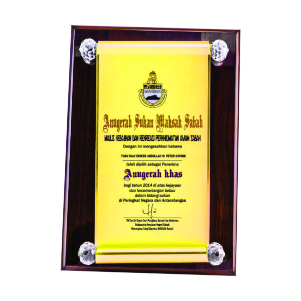 Special Wooden Plaques CTIWW001 – Gold Wooden Plaque | Clazz Trophy Supplier Malaysia