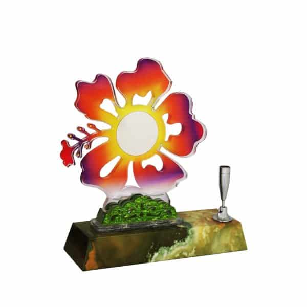 Acrylic Plaques with Pen Holders CTAC4138 – Acrylic Hibiscus Plaque | Clazz Trophy Supplier Malaysia