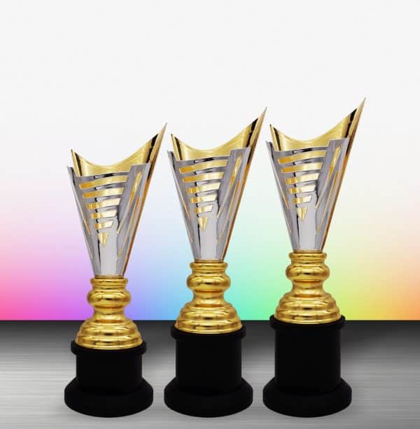 Gold colored White Silver Trophies CTEXWS6184 – Exclusive Gold Silver Trophy | Trophy Supplier at Clazz Trophy Malaysia
