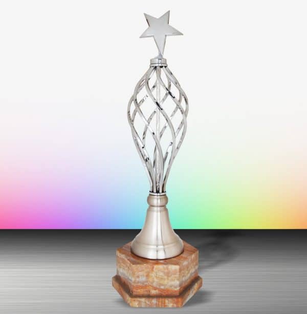 Silver Star Trophies CTEXWS6188 – Exclusive White Silver Star Trophy | Clazz Trophy Supplier Malaysia