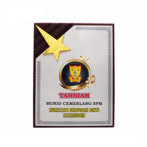 Wooden Plaques with Stars CTWP7087 – Wooden Plaque With Gold Star | Clazz Trophy Supplier Malaysia