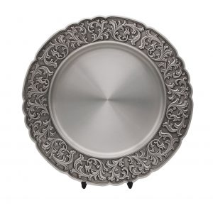 Traditional Pewter Series CTWP7225 – Wood Carving Scallop Pewter Tray | Trophy Supplier at Clazz Trophy Malaysia