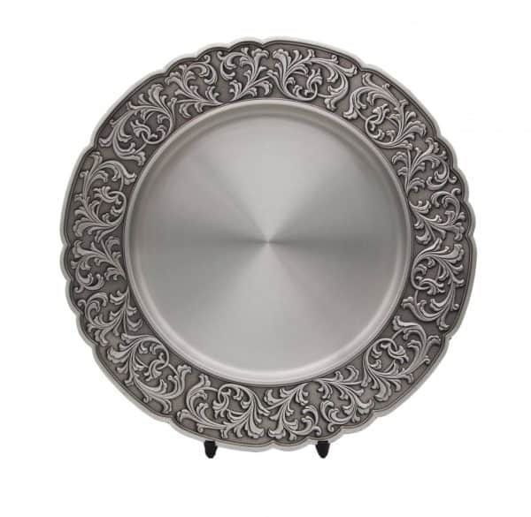 Traditional Pewter Series CTWP7225 – Wood Carving Scallop Pewter Tray | Clazz Trophy Supplier Malaysia