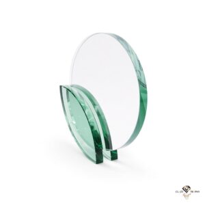 Beautiful Crystal Plaques Green Leaf Round Crystal Plaques CT0017 | Clazz Trophy Supplier Malaysia